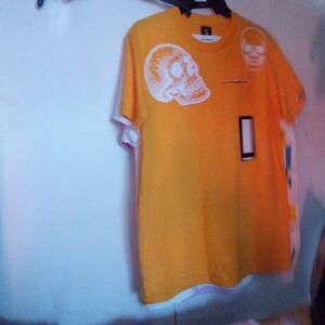 Vibrant Orange Skull Graphic Tee